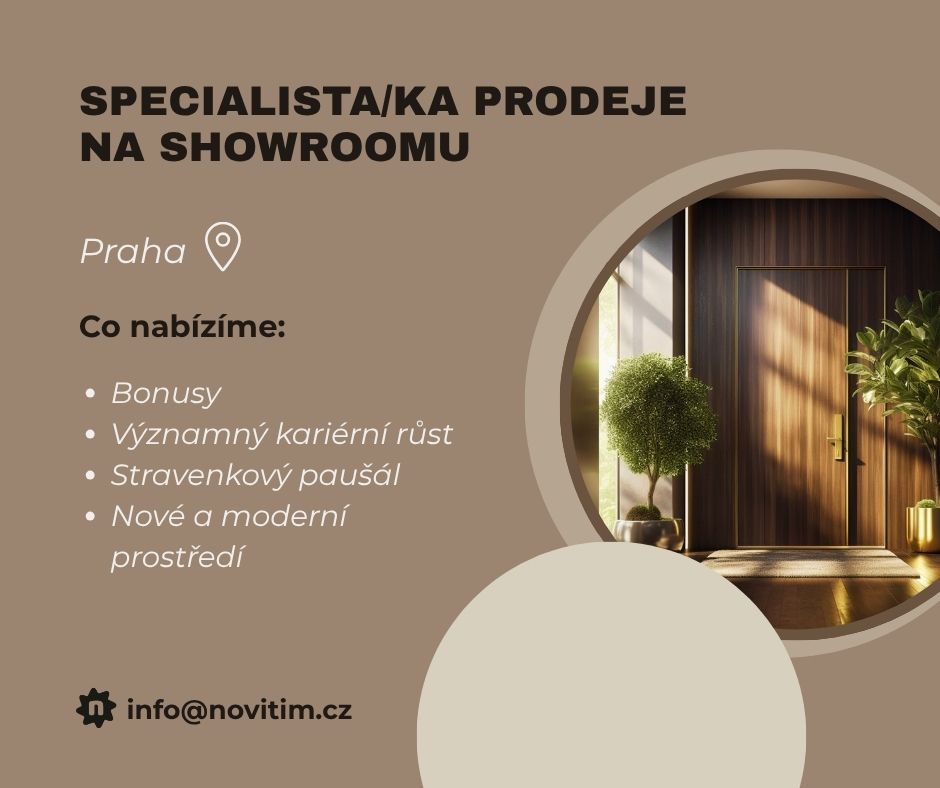 Specialista/ka prodeje na showroomu – bonusy, krásné prostředí, kariérní růst
